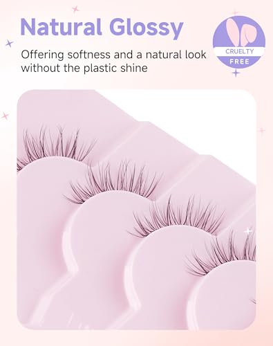 Easeful Half Lashes Natural Corner Eyelashes Wispy Look 3/4-01 (8-13mm)