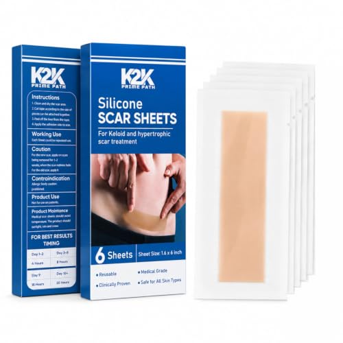Light Tone Silicone Scar Sheets - 6 Reusable Strips, 1.6" x 6"