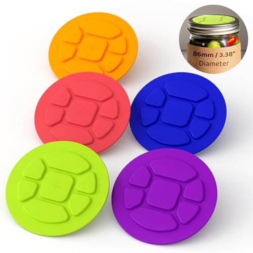 Silicone Fermentation Lids for Wide Mouth Mason Jars - 5-Pack