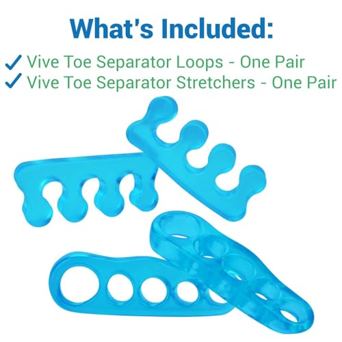 VIVEsole Toe Separators for Pain Relief - Silicone Gel Spacers (2 Pairs)