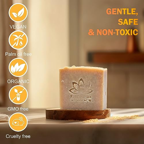 Relaxcation Natural Goat Milk & Honey Cold Process Soap Bar - Handcrafted in USA, Sensitive Skin