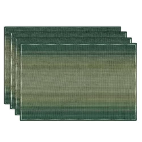 Emvency Geometric Striped Placemats Set of 4 - 12x18 Inch Sage Green