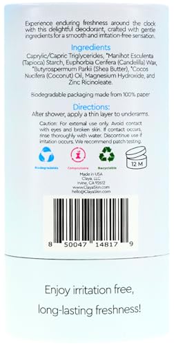 Claya Sensitive Skin Deodorant 2.29oz - Fragrance-Free & Plastic-Free