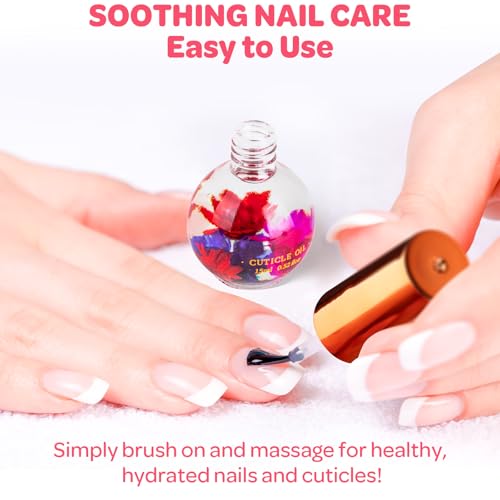 JIASHENG Rose Cuticle Oil with Real Flowers - 15ml Hydrating Nail Oil