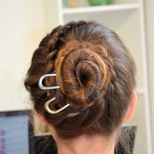 4Pcs French Hair Pins for Women - Gold & Silver U-Shaped Hair Accessories