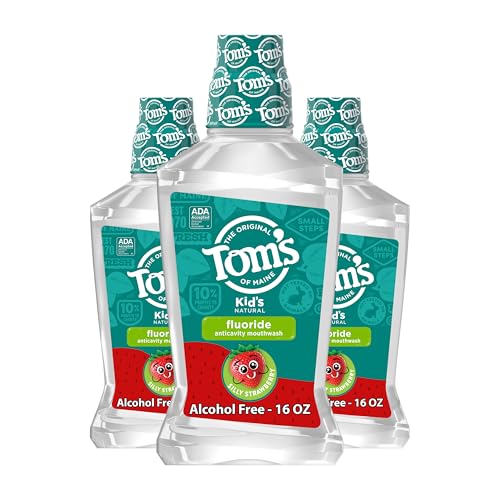 Tom's of Maine Children's Anticavity Fluoride Mouthwash, Silly Strawberry, 16 oz (Pack of 3)