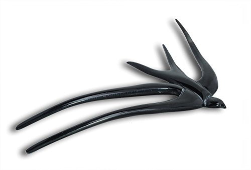 Marycrafts Handmade Buffalo Horn Swallow Bird Hair Fork - Black 2