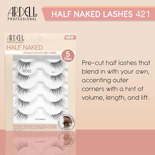 Ardell Naked Half Lashes 421 - 5 Pair Value Pack for Cat-Eye Lift