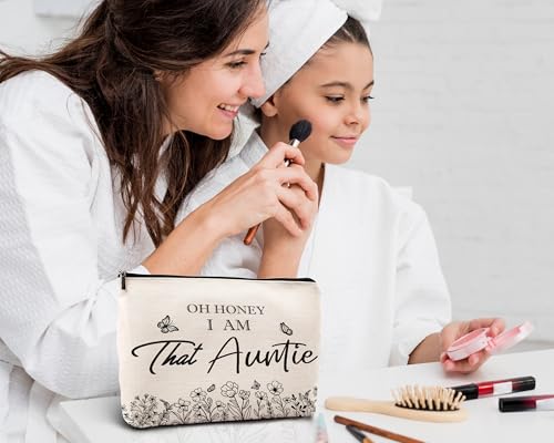 Auntie Gifts Makeup Bag - Travel Cosmetic Organizer for Aunt from Niece