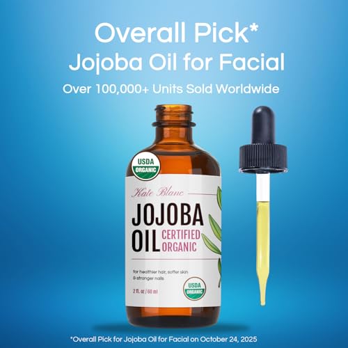 Kate Blanc Organic Jojoba Oil for Hair & Skin, 2oz Pack of 2 - Pure & Cold Pressed