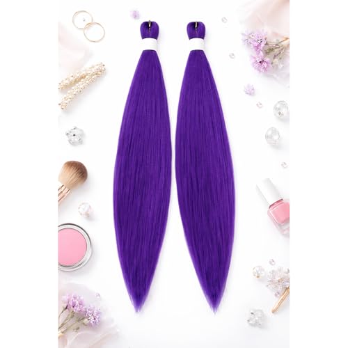 Purple Synthetic Hair Extensions 30 Inch 2 Pack - Long Braiding Hair for Box Braids & Styles