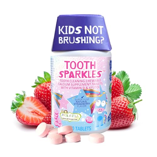Jack N' Jill Tooth Sparkles Chews - Strawberry Flavor, 60 Tablets for Kids 2+