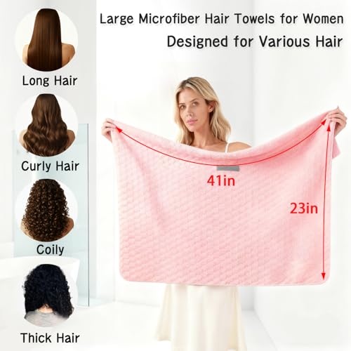 Super Absorbent Microfiber Hair Towels for Women - 3 Pack (41x23 in)