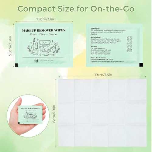 Avocado Makeup Remover Wipes 50 Count - Gentle Facial Cleansing Towelettes for All Skin Types
