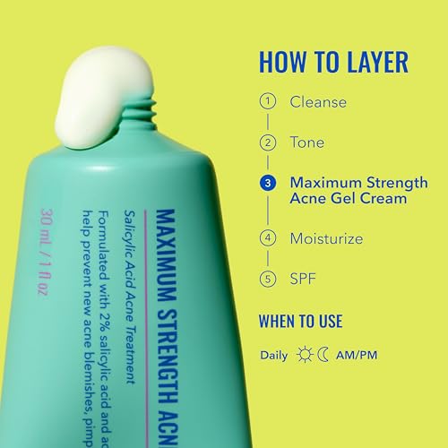 Good Molecules Acne Gel Cream with 2% Salicylic Acid – Lightweight, Vegan Treatment for Blemishes & Blackheads (30ml)
