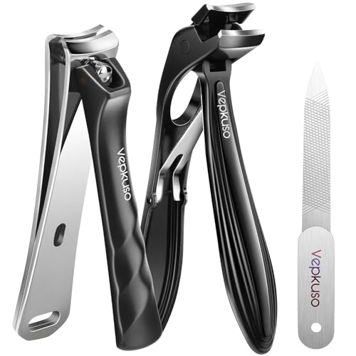 Vepkuso Black Heavy Duty Nail Clippers for Seniors, Thick & Ingrown Toenails