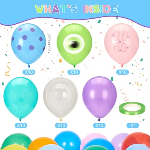 60pcs Cartoon Monster Balloons - Fun Birthday Party Decorations