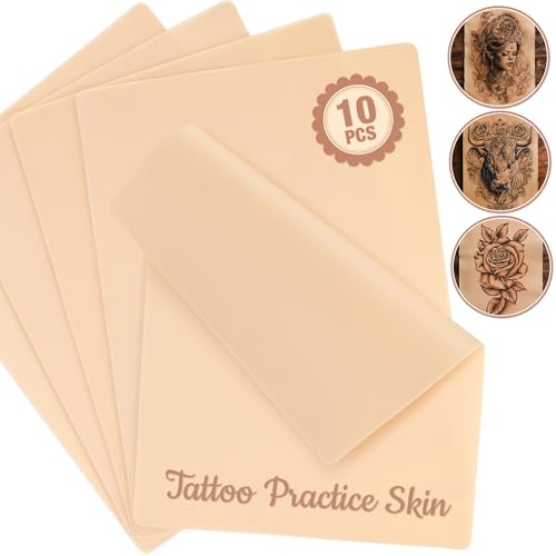 Sukh 10PCS Tattoo Practice Skin - Double Sided Silicone Sheets