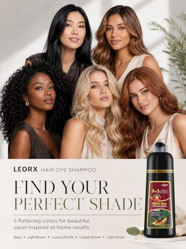 Leorx 3-in-1 Brown Hair Dye Shampoo for Men & Women - L-Brown