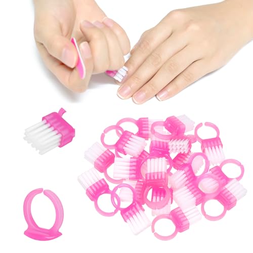 SHEERBLISS Mini Nail Brush Rings - 20pcs Adjustable Fingernail Cleaner