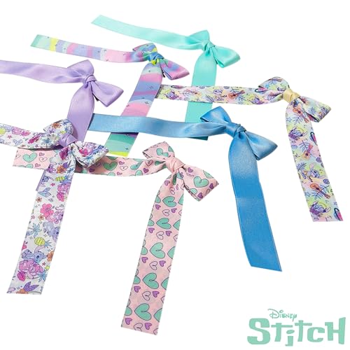 LUV HER Disney Lilo & Stitch Girls' Long Tail Hair Bows - 7 Pack Clips