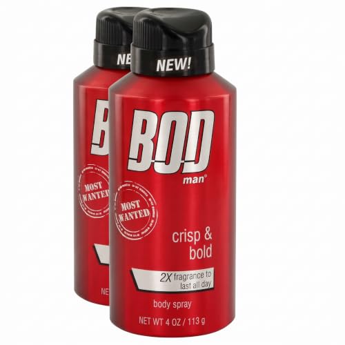 BOD Man Most Wanted Fragrance Body Spray 8oz Pack of 2 - Long-Lasting Men's Cologne