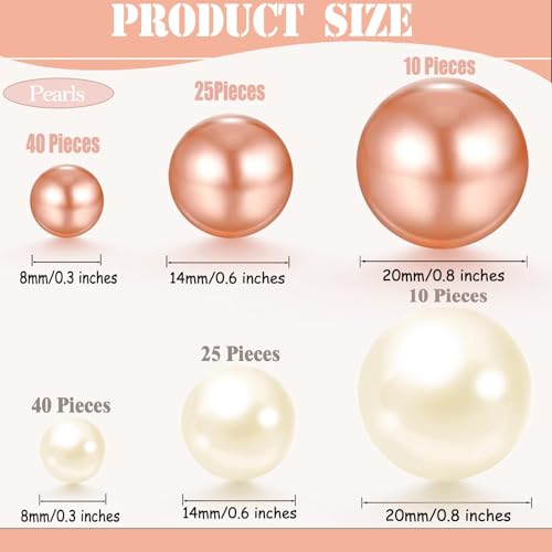 150 Pcs No Hole Pearl Beads - White & Rose Gold Vase Fillers