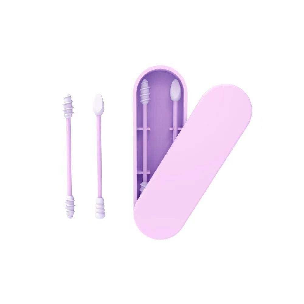 Double-Tipped Silicone Swabs - Portable & Reusable Ear Care, Makeup & Travel Essentials | Purple