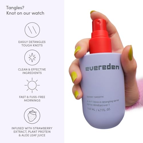 Evereden Kids Detangler Spray | No Silicones, Dermatologist-Tested, EWG Verified | 4-in-1 Leave-In Conditioner for Girls & Curly Hair, Wet or Dry | Vegan, No Sulfates, Paraben or Phthalate