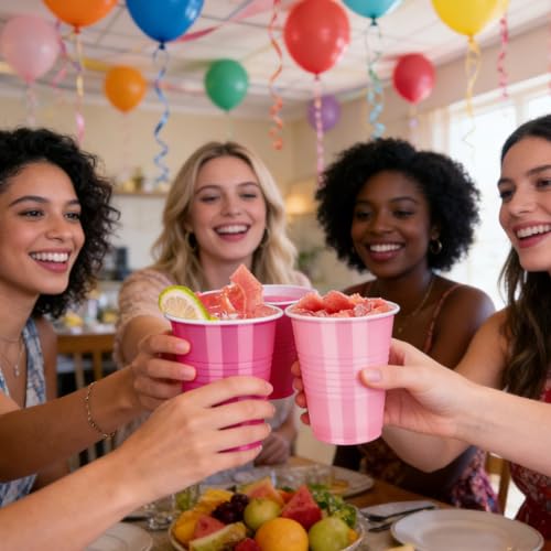 Vumdua 12 oz Pink Disposable Party Cups - Pack of 40 for Events