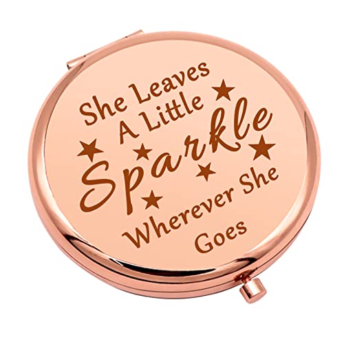 Mwphuy Leaves Sparkle Inspirational Compact Makeup Mirror for Women & Girls - Motivational Gift
