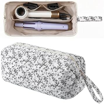 Large Quilted Hair Tools Travel Bag - Cute Dustproof Organizer for Hair Dryer & Curling Iron | Aesthetic Design