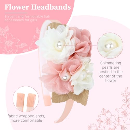 Dizila Floral Headbands for Girls - 5 Pack Flower Hair Bands