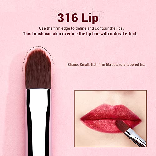 Jessup 5-Piece Professional Lip Makeup Brush Set with Wooden Handles