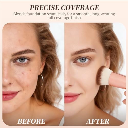 DUcare Large Flat Top Kabuki Foundation Brush - 3 Piece Makeup Buffing Set