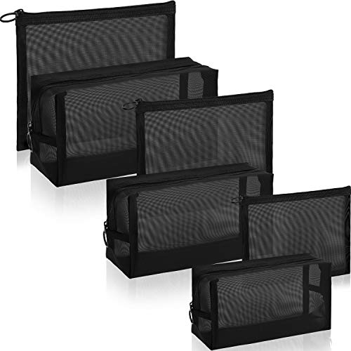 Boao Black 6 Mesh Zipper Travel Pouches Set