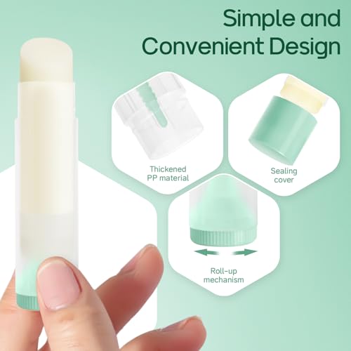 Green Cap 50Pcs Lip Balm Tubes 5.5ml BPA-Free Twist-Up Containers for DIY Lipstick