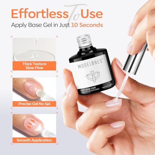 Modelones Gel Top & Base Coat Set - 15ml No Wipe Glossy Finish