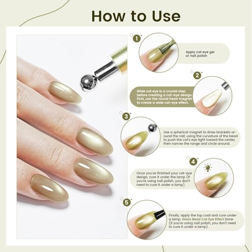 JODSONE 3-in-1 Cat Eye Magnet Nail Art Tool for DIY Effects