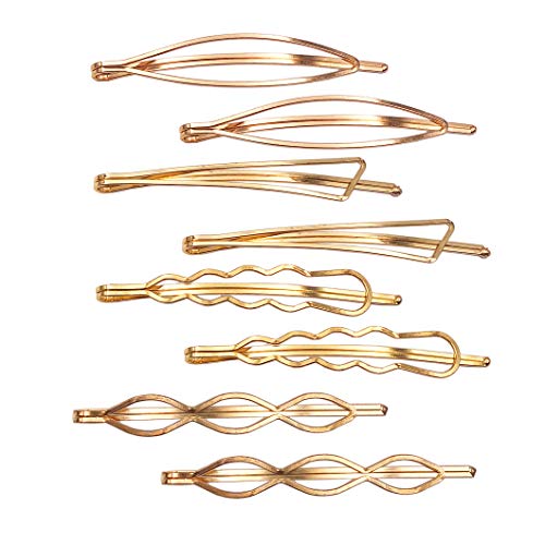 Messen Gold Geometric Hair Pins Set - 8 Stylish Hair Clips