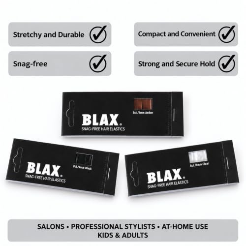 Blax Clear 4mm Hair Elastics – 8 Count, Snag‑Free Transparent Hair Ties