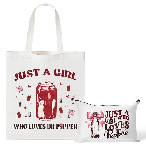 Soda Drinks Lover Canvas Tote Bag and Makeup Pouch Set - 2 Piece Gift