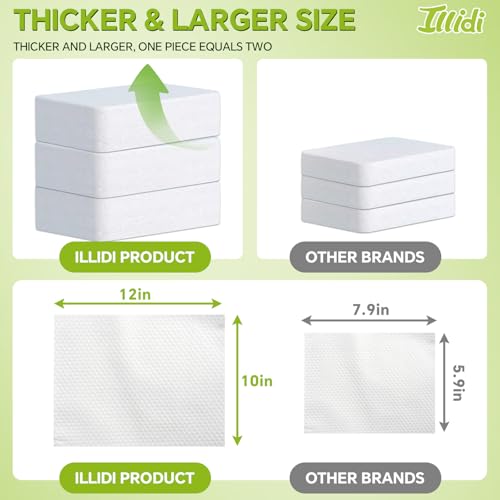 Illidi Disposable Compressed Towels 12x10in - Pack of 100, Travel-Friendly Washcloths