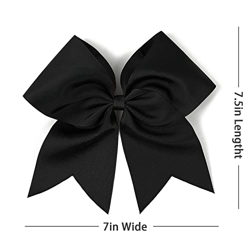 7-Inch Black Grosgrain Hair Bow Clips with Alligator Clips