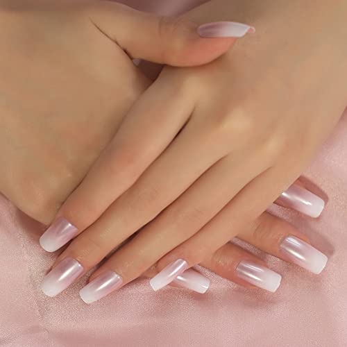 Elevenail Medium Length Pink White Press-On Nails Kit