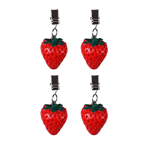 TwoFish Strawberry Tablecloth Weights Clips Set of 4 - Heat Resistant & Handcrafted