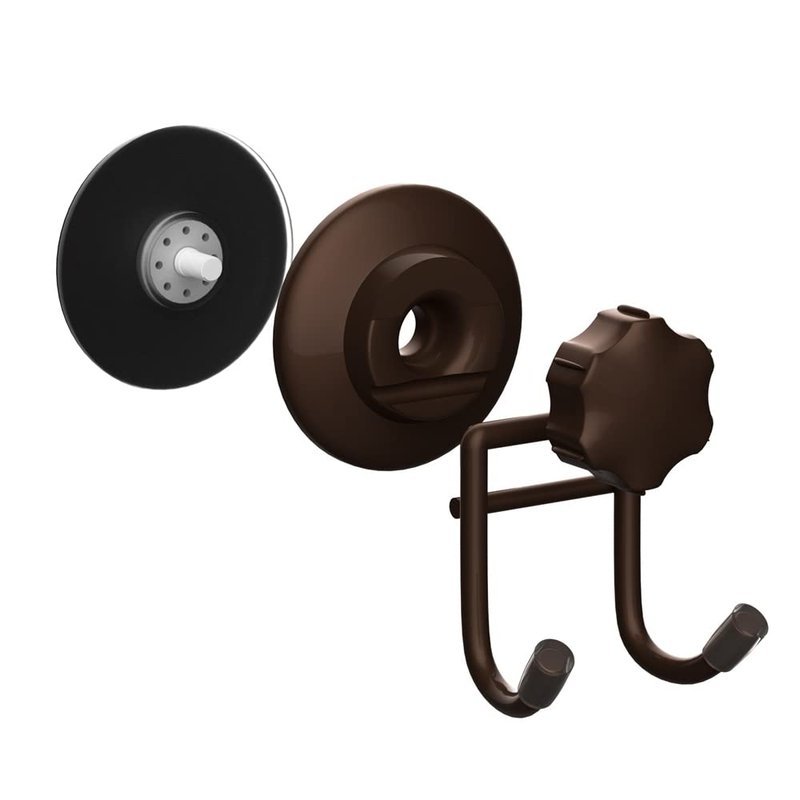 SANNO Suction Cup Hooks, Shower Squeegee Holder Towel Robe Loofah Hanging Hook for Bathroom Kitchen, Bathroom Accessories, Bronze (2 Pack)
