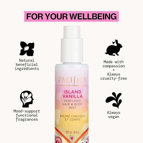 Pacifica Island Vanilla Hair Mist & Body Spray - 6 oz Vegan Perfume