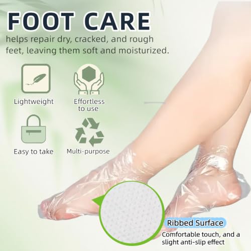 Disposable Plastic Moisturizing Foot Socks Pack of 200 - Leak-Proof, Size 12.2" x 6.7"