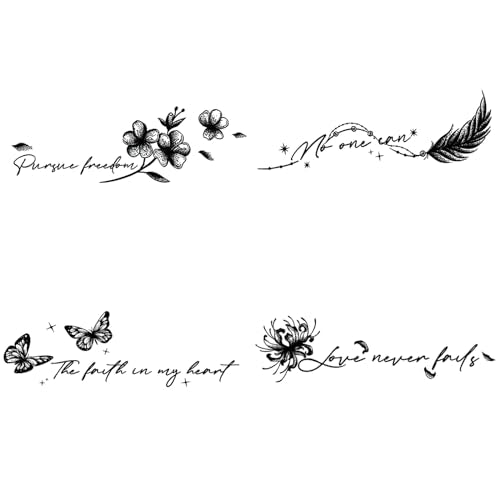INKARTLINK Semi-Permanent Temporary Tattoo Set - Feather & Flower Design